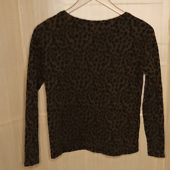 Loft Brown Black Spotted Long Sleeve Heavy Knit Top XS - Picture 2 of 5
